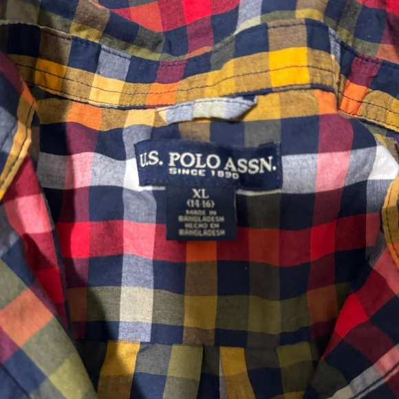 US Polo Assn Boys Size XL Flannel Button Up Long Sleeve Shirt - Picture 4 of 5